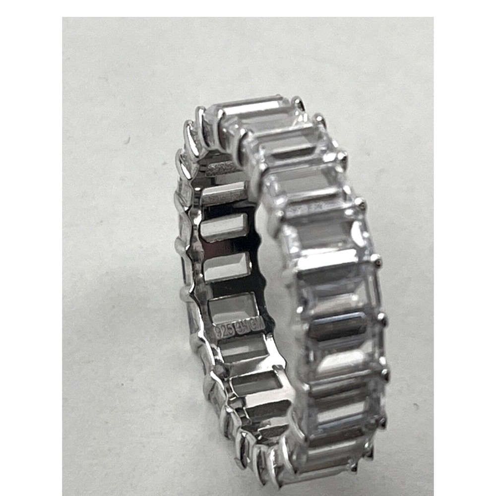 Sterling Silver CN GM Ring Glass Baguettes Size 8 - Picture 2 of 7